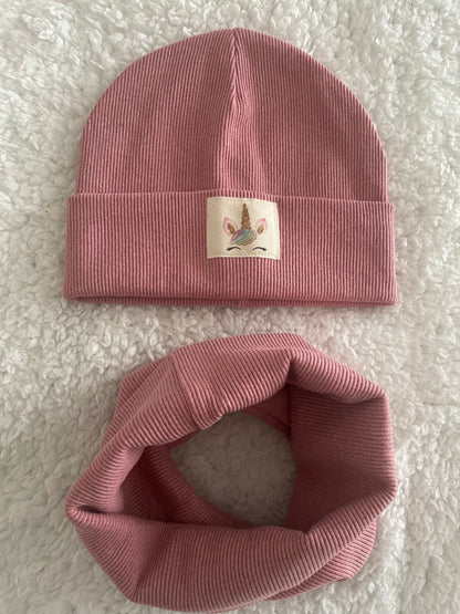 Muts & sjaal set roze